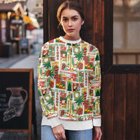 Hawaiian Santa Christmas Pattern Ugly Christmas Sweater White Version - Polynesian Pride