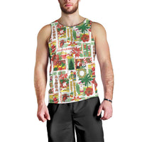 Hawaiian Santa Christmas Pattern Men Tank Top White Version - Polynesian Pride