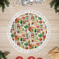 Hawaiian Santa Christmas Pattern Tree Skirt White Version - Polynesian Pride