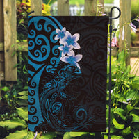 New Zealand Tuatara Plumeria Garden Flag Maori Blue Koru Tribal Tattoo LT01 Garden Flag Blue - Polynesian Pride