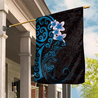 New Zealand Tuatara Plumeria Garden Flag Maori Blue Koru Tribal Tattoo LT01 House Flag Blue - Polynesian Pride