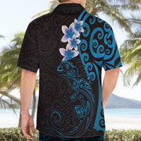 New Zealand Tuatara Plumeria Hawaiian Shirt Maori Blue Koru Tribal Tattoo LT01 - Polynesian Pride