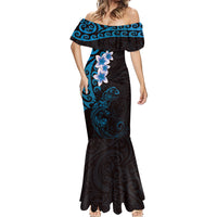 New Zealand Tuatara Plumeria Mermaid Dress Maori Blue Koru Tribal Tattoo LT01 - Polynesian Pride