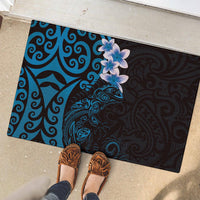 New Zealand Tuatara Plumeria Rubber Doormat Maori Blue Koru Tribal Tattoo