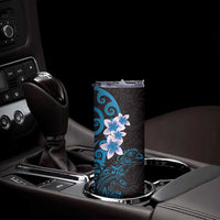 New Zealand Tuatara Plumeria Skinny Tumbler Maori Blue Koru Tribal Tattoo LT01 - Polynesian Pride