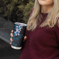 New Zealand Tuatara Plumeria Tumbler Cup Maori Blue Koru Tribal Tattoo LT01 - Polynesian Pride