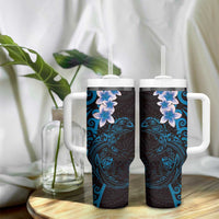 New Zealand Tuatara Plumeria Tumbler With Handle Maori Blue Koru Tribal Tattoo LT01 - Polynesian Pride