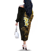 New Zealand Tuatara Plumeria Family Matching Off The Shoulder Long Sleeve Dress and Hawaiian Shirt Maori Gold Koru Tribal Tattoo LT01 - Polynesian Pride