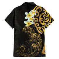 New Zealand Tuatara Plumeria Family Matching Off Shoulder Maxi Dress and Hawaiian Shirt Maori Gold Koru Tribal Tattoo LT01 - Polynesian Pride