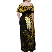 New Zealand Tuatara Plumeria Family Matching Off Shoulder Maxi Dress and Hawaiian Shirt Maori Gold Koru Tribal Tattoo LT01 - Polynesian Pride