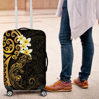 New Zealand Tuatara Plumeria Luggage Cover Maori Gold Koru Tribal Tattoo LT01 Gold - Polynesian Pride