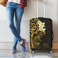 New Zealand Tuatara Plumeria Luggage Cover Maori Gold Koru Tribal Tattoo LT01 - Polynesian Pride