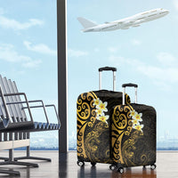 New Zealand Tuatara Plumeria Luggage Cover Maori Gold Koru Tribal Tattoo LT01 - Polynesian Pride