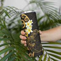 New Zealand Tuatara Plumeria Skinny Tumbler Maori Gold Koru Tribal Tattoo LT01 - Polynesian Pride