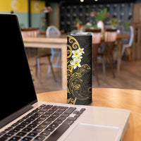 New Zealand Tuatara Plumeria Skinny Tumbler Maori Gold Koru Tribal Tattoo LT01 - Polynesian Pride