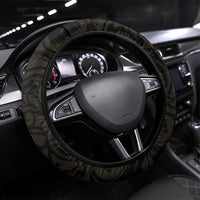 New Zealand Tuatara Plumeria Steering Wheel Cover Maori Gold Koru Tribal Tattoo LT01 Universal Fit Gold - Polynesian Pride