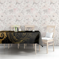 New Zealand Tuatara Plumeria Tablecloth Maori Gold Koru Tribal Tattoo