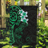 New Zealand Tuatara Plumeria Garden Flag Maori Green Koru Tribal Tattoo LT01 Garden Flag Green - Polynesian Pride