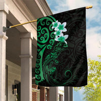 New Zealand Tuatara Plumeria Garden Flag Maori Green Koru Tribal Tattoo LT01 House Flag Green - Polynesian Pride