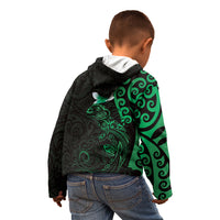New Zealand Tuatara Plumeria Kid Hoodie Maori Green Koru Tribal Tattoo LT01 - Polynesian Pride