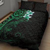 New Zealand Tuatara Plumeria Quilt Bed Set Maori Green Koru Tribal Tattoo LT01 - Polynesian Pride
