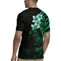New Zealand Tuatara Plumeria Rugby Jersey Maori Green Koru Tribal Tattoo LT01 - Polynesian Pride