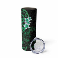 New Zealand Tuatara Plumeria Skinny Tumbler Maori Green Koru Tribal Tattoo LT01 - Polynesian Pride