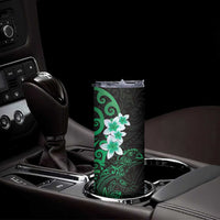New Zealand Tuatara Plumeria Skinny Tumbler Maori Green Koru Tribal Tattoo LT01 - Polynesian Pride