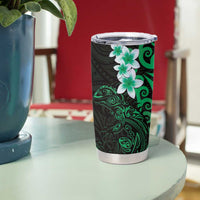 New Zealand Tuatara Plumeria Tumbler Cup Maori Green Koru Tribal Tattoo LT01 - Polynesian Pride