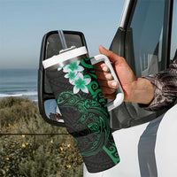 New Zealand Tuatara Plumeria Tumbler With Handle Maori Green Koru Tribal Tattoo LT01 - Polynesian Pride