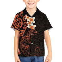 New Zealand Tuatara Plumeria Hawaiian Shirt Maori Orange Koru Tribal Tattoo LT01 - Polynesian Pride