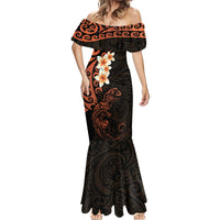 New Zealand Tuatara Plumeria Mermaid Dress Maori Orange Koru Tribal Tattoo LT01 - Polynesian Pride