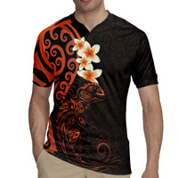 New Zealand Tuatara Plumeria Rugby Jersey Maori Orange Koru Tribal Tattoo LT01 - Polynesian Pride