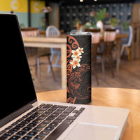 New Zealand Tuatara Plumeria Skinny Tumbler Maori Orange Koru Tribal Tattoo LT01 - Polynesian Pride