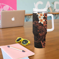 New Zealand Tuatara Plumeria Tumbler With Handle Maori Orange Koru Tribal Tattoo LT01 - Polynesian Pride