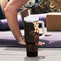 New Zealand Tuatara Plumeria Tumbler With Handle Maori Orange Koru Tribal Tattoo LT01 - Polynesian Pride