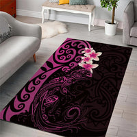 New Zealand Tuatara Plumeria Area Rug Maori Pink Koru Tribal Tattoo LT01 - Polynesian Pride