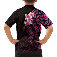 New Zealand Tuatara Plumeria Family Matching Puletasi and Hawaiian Shirt Maori Pink Koru Tribal Tattoo LT01 - Polynesian Pride