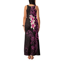 New Zealand Tuatara Plumeria Family Matching Tank Maxi Dress and Hawaiian Shirt Maori Pink Koru Tribal Tattoo