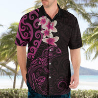 New Zealand Tuatara Plumeria Hawaiian Shirt Maori Pink Koru Tribal Tattoo LT01 - Polynesian Pride