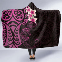New Zealand Tuatara Plumeria Hooded Blanket Maori Pink Koru Tribal Tattoo LT01 - Polynesian Pride