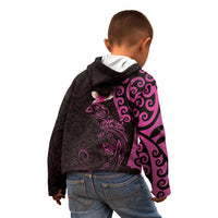 New Zealand Tuatara Plumeria Kid Hoodie Maori Pink Koru Tribal Tattoo LT01 - Polynesian Pride