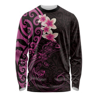New Zealand Tuatara Plumeria Long Sleeve Shirt Maori Pink Koru Tribal Tattoo LT01 Unisex Pink - Polynesian Pride