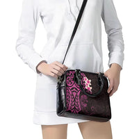 New Zealand Tuatara Plumeria Shoulder Handbag Maori Pink Koru Tribal Tattoo