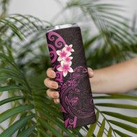 New Zealand Tuatara Plumeria Skinny Tumbler Maori Pink Koru Tribal Tattoo LT01 - Polynesian Pride