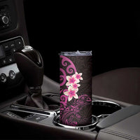 New Zealand Tuatara Plumeria Skinny Tumbler Maori Pink Koru Tribal Tattoo LT01 - Polynesian Pride