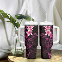 New Zealand Tuatara Plumeria Tumbler With Handle Maori Pink Koru Tribal Tattoo LT01 - Polynesian Pride