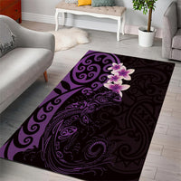 New Zealand Tuatara Plumeria Area Rug Maori Purple Koru Tribal Tattoo LT01 - Polynesian Pride