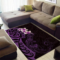 New Zealand Tuatara Plumeria Area Rug Maori Purple Koru Tribal Tattoo LT01 - Polynesian Pride