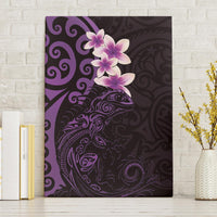 New Zealand Tuatara Plumeria Canvas Wall Art Maori Purple Koru Tribal Tattoo LT01 Without Frame Purple - Polynesian Pride